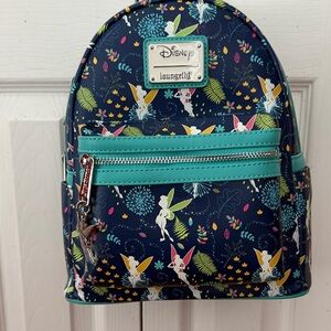 Loungefly Disney Tinkerbell Glow in the Dark Allover Print Mini Backpack.